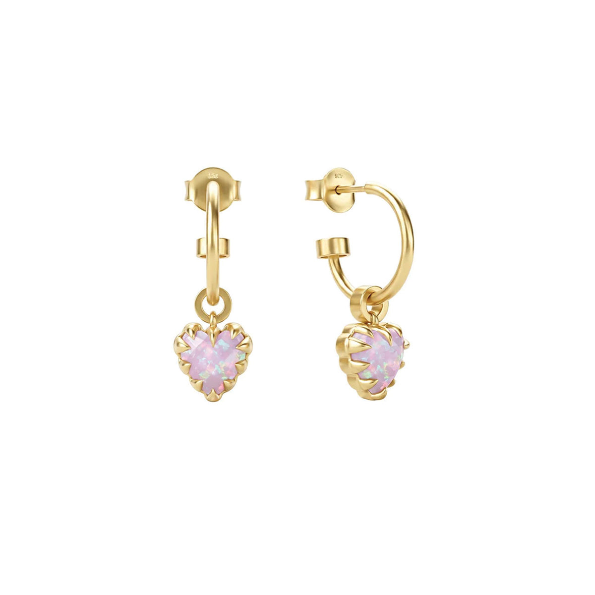 Love Claw Anchor Earrings - Pink Bello Opal - 18K Gold Plated