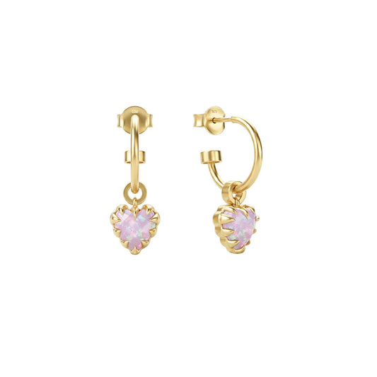 Love Claw Anchor Earrings - Pink Bello Opal - 18K Gold Plated