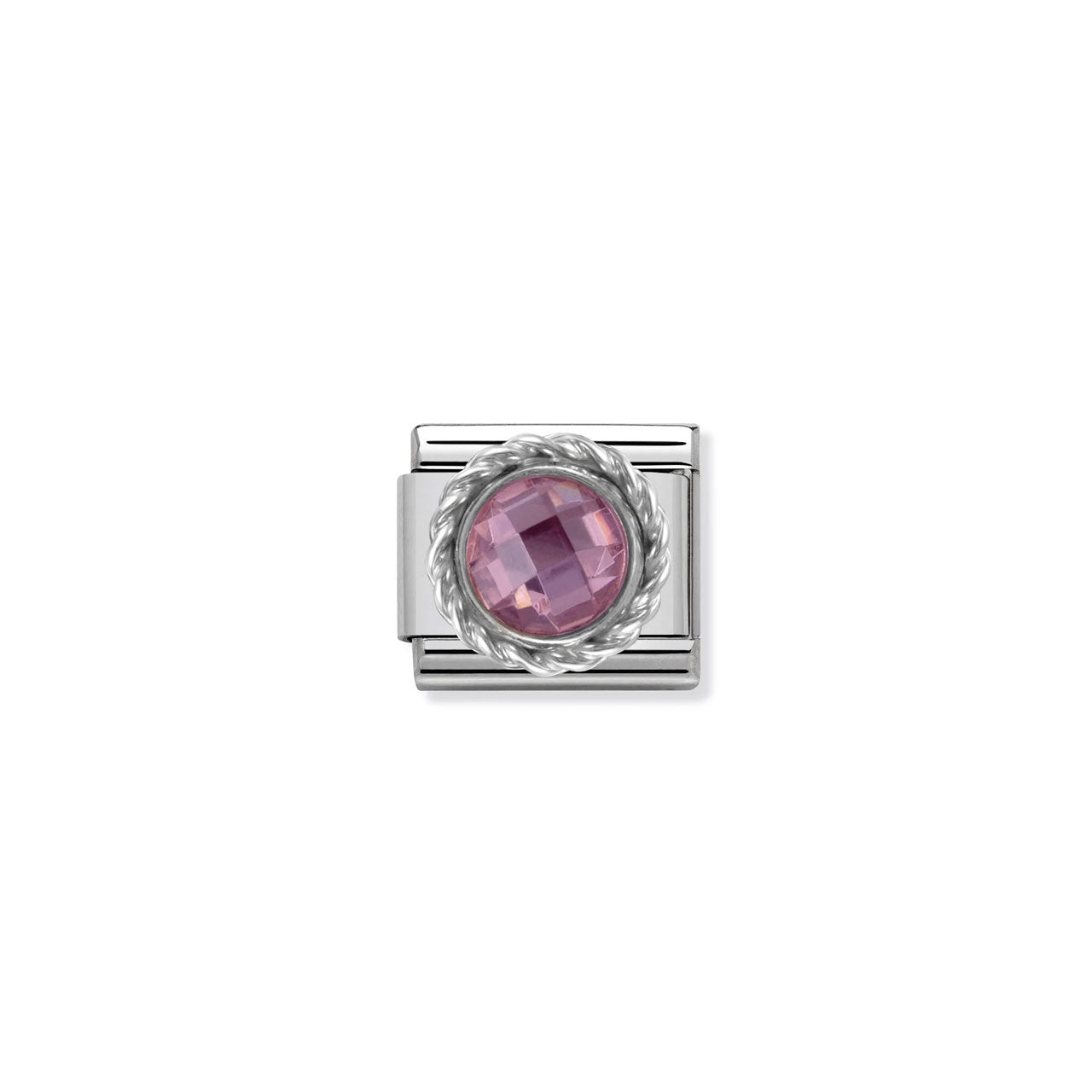 Composable Classic Link 330601/003 Round Faceted Pink CZ with Twist Detail in 925 Silver