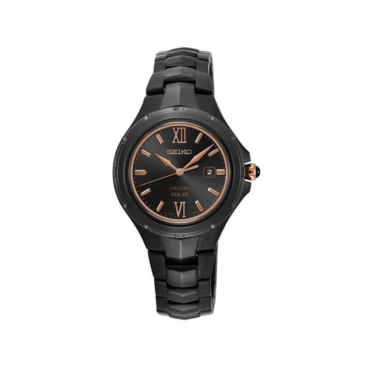 SUT378P - Ladies Black & Rose Gold Solar Coutura Watch