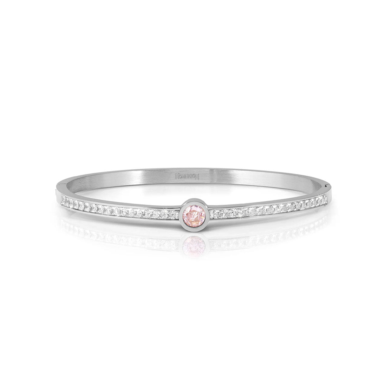 Pretty Bangles 029519/20/21/002 Stainless Steel With White & Pink CZ