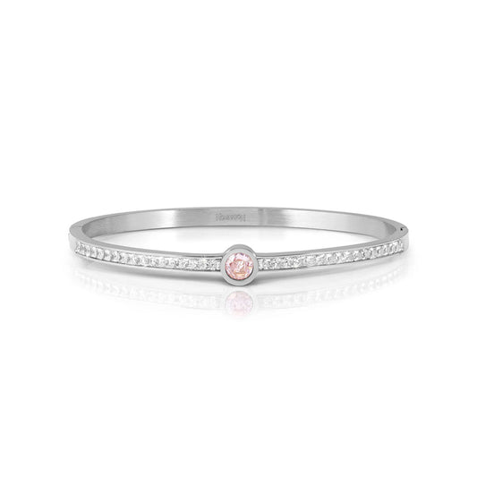 Pretty Bangles 029519/20/21/002 Stainless Steel With White & Pink CZ