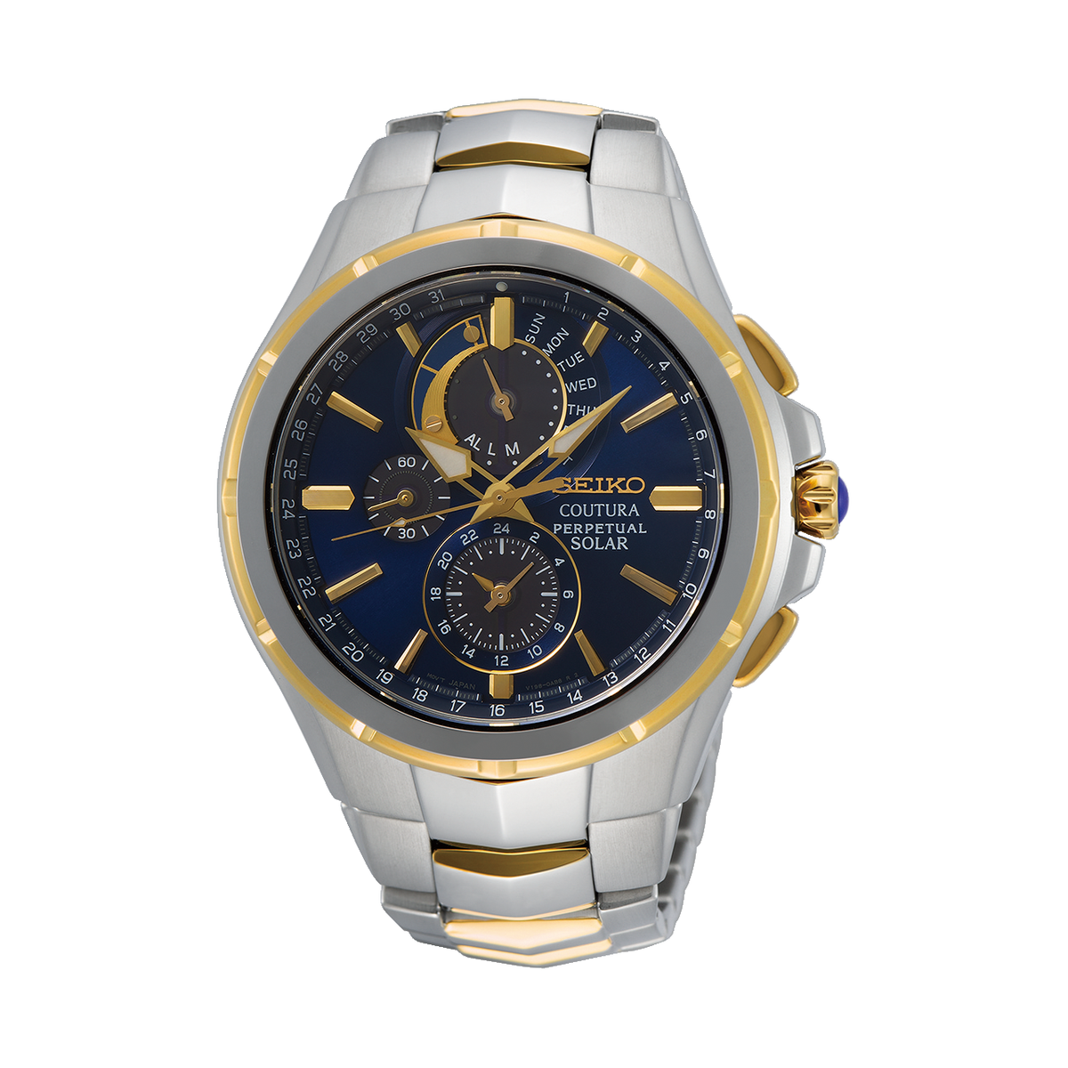 Seiko - SSC798P Mens Two-Tone Perpetual Calendar Coutura Solar Sports Watch