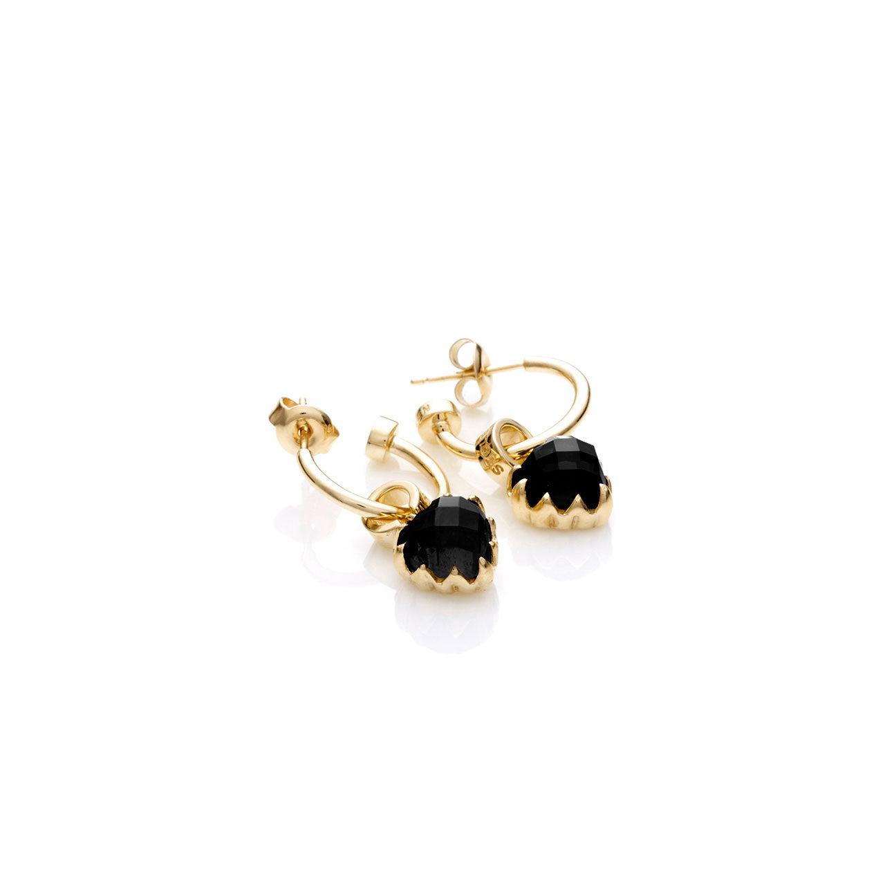 Love Anchor Earrings Onyx - Gold Plated