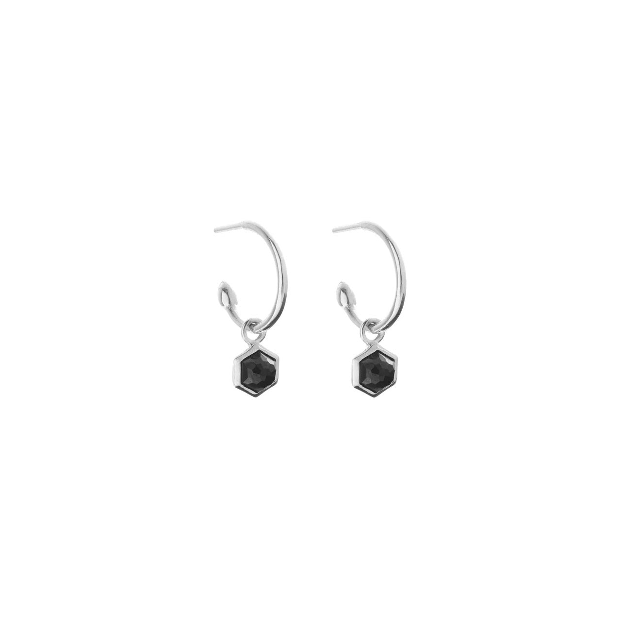 Mini Harmony Hoops Black Spinel + Silver