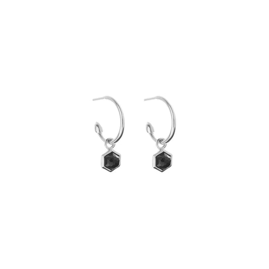 Mini Harmony Hoops Black Spinel + Silver