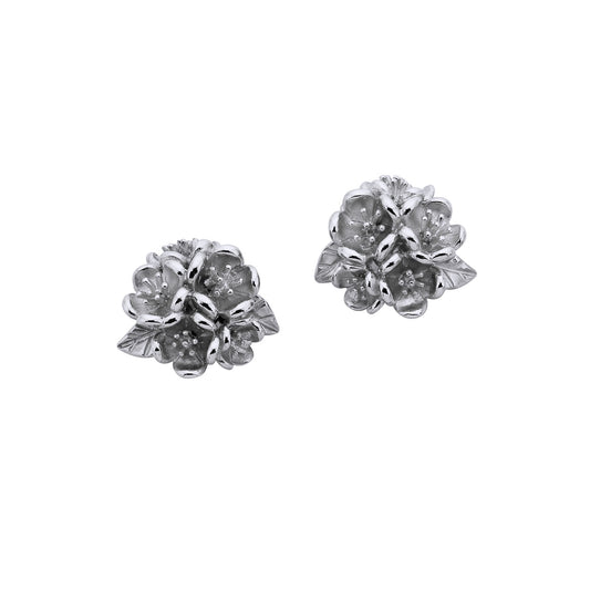 Sterling Silver Flower Ball Earrings