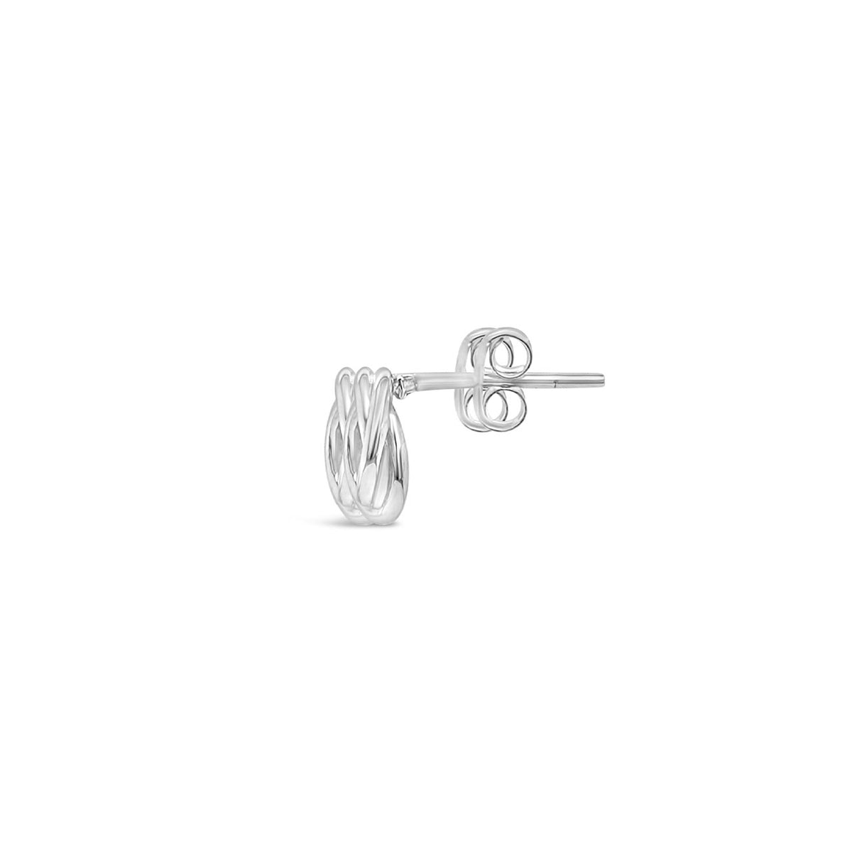 Sterling Silver Triple Twist Circle Stud Earrings