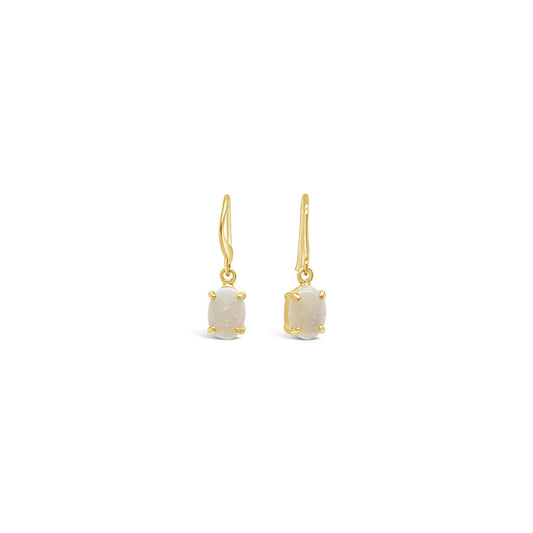 9k Yellow Gold Oval Opal Drop Earrings