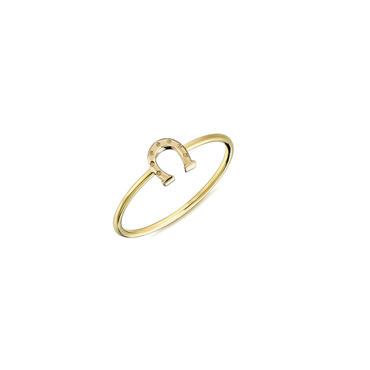 9k Yellow Gold Lucky Horse Shoe Ring