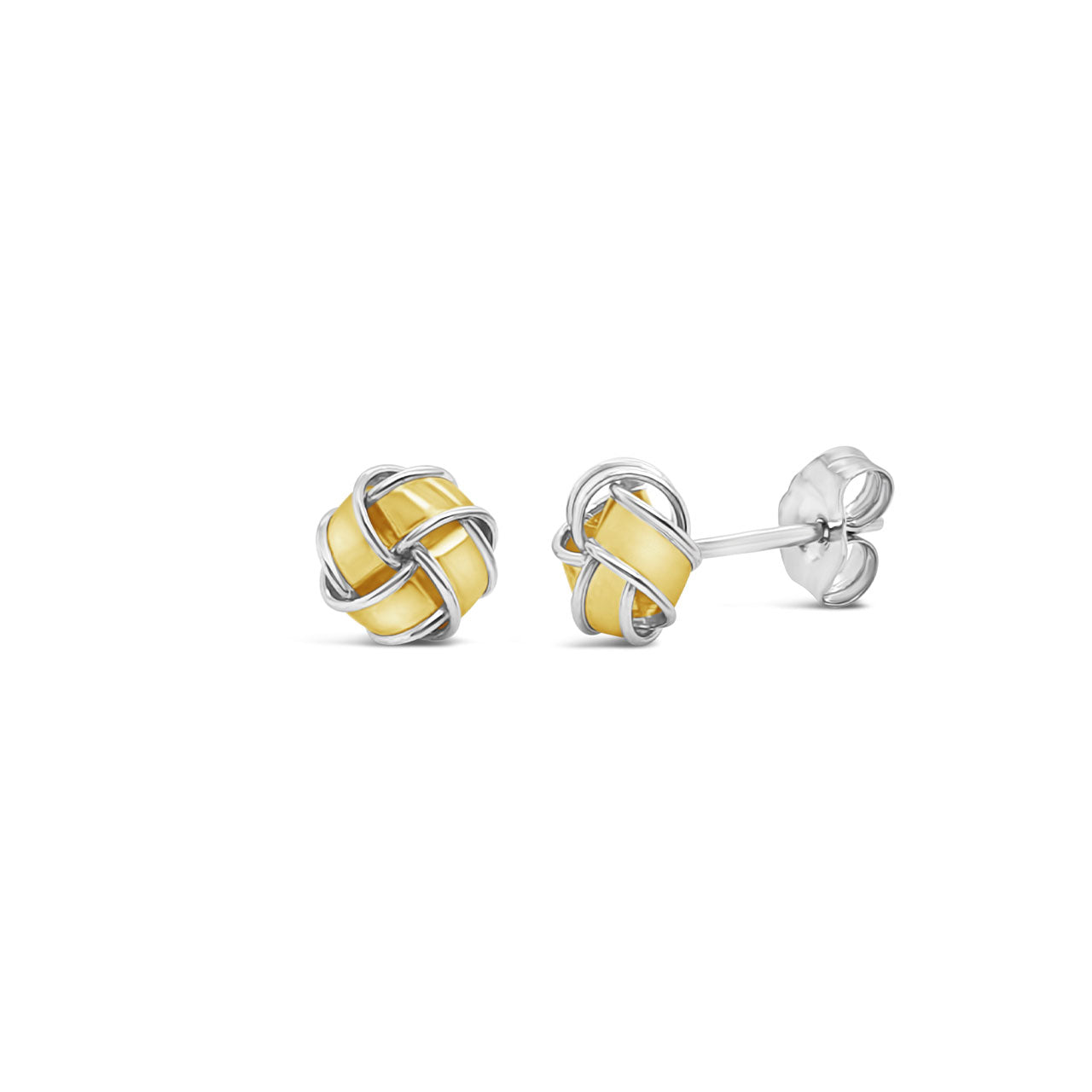 9k Yellow Gold and Sterling Silver 4 Knot Stud Earrings