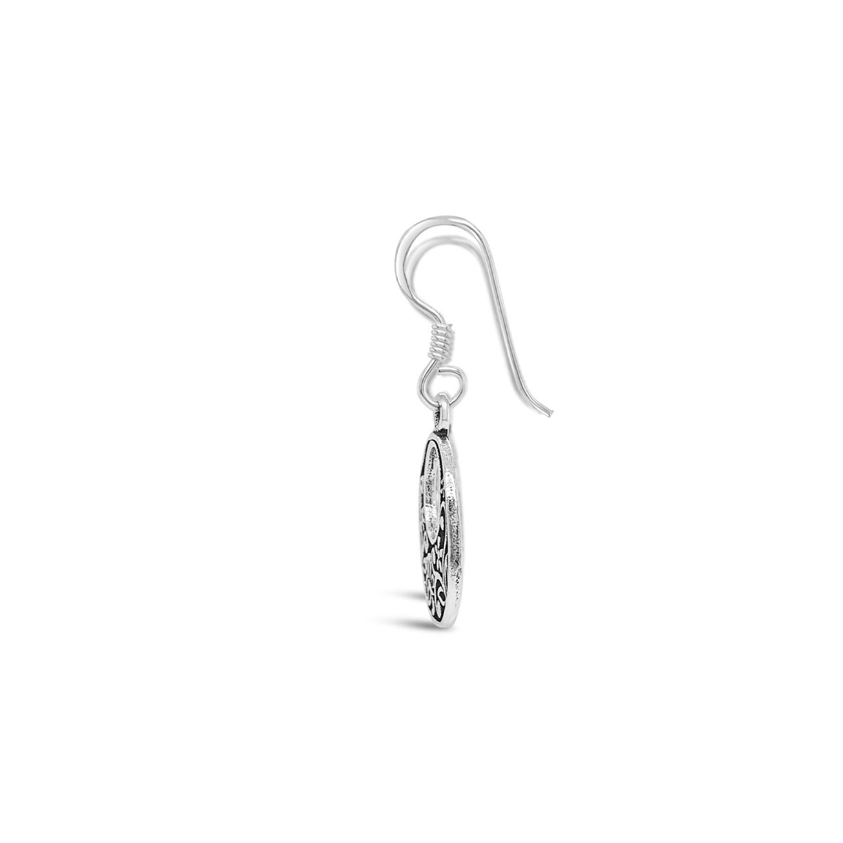 Sterling Silver Round Filigree Butterfly & Flower Hook Earrings