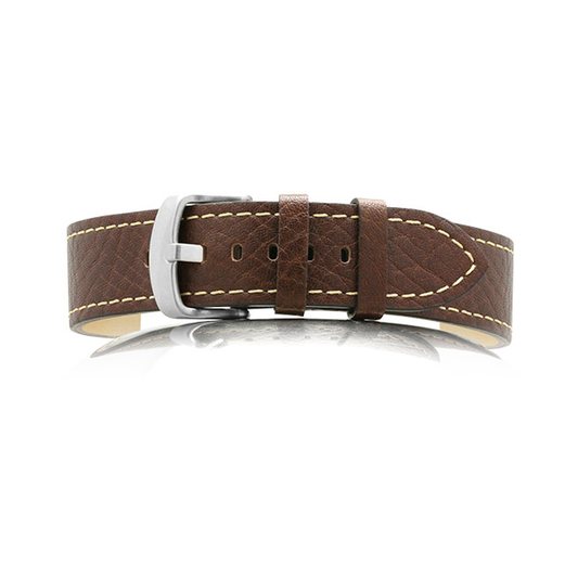 18mm Cockpit - Brown Grained Cowhide Nubuck Lining Leather Watch Strap