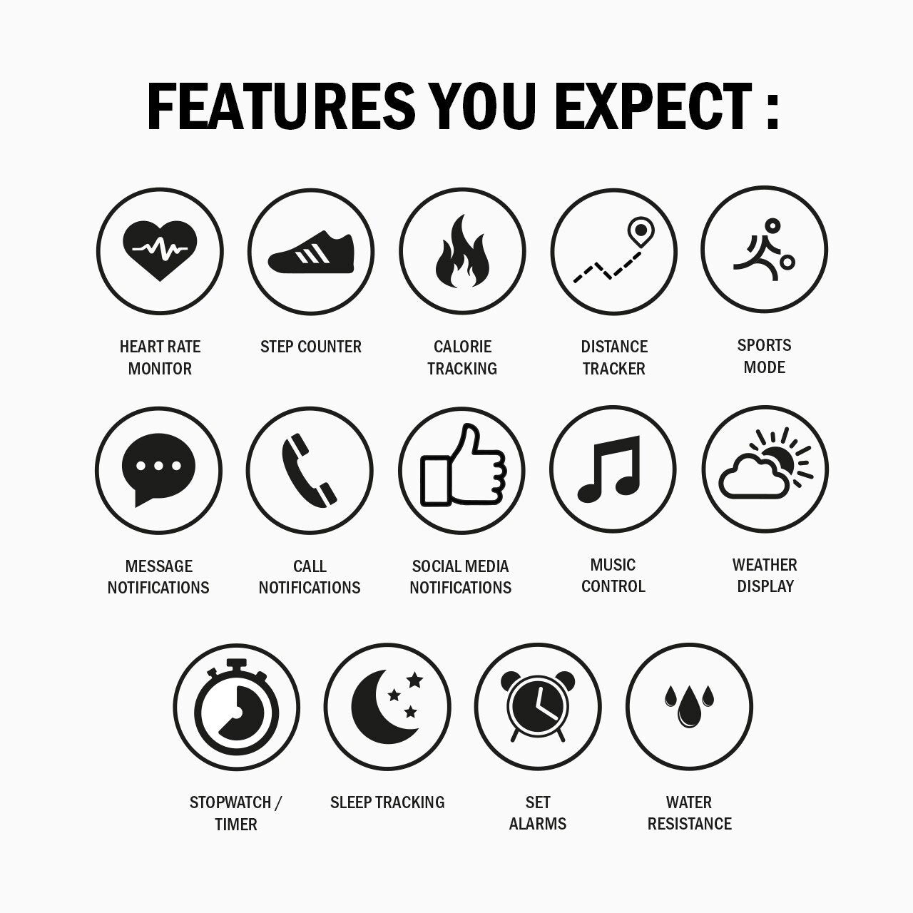 Sekonda Flex Smartwatch | Rose Gold Case & Black Silicone Strap | 40444