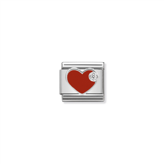 Composable Classic Link 330305/01 Red Heart with CZ in Silver & Enamel