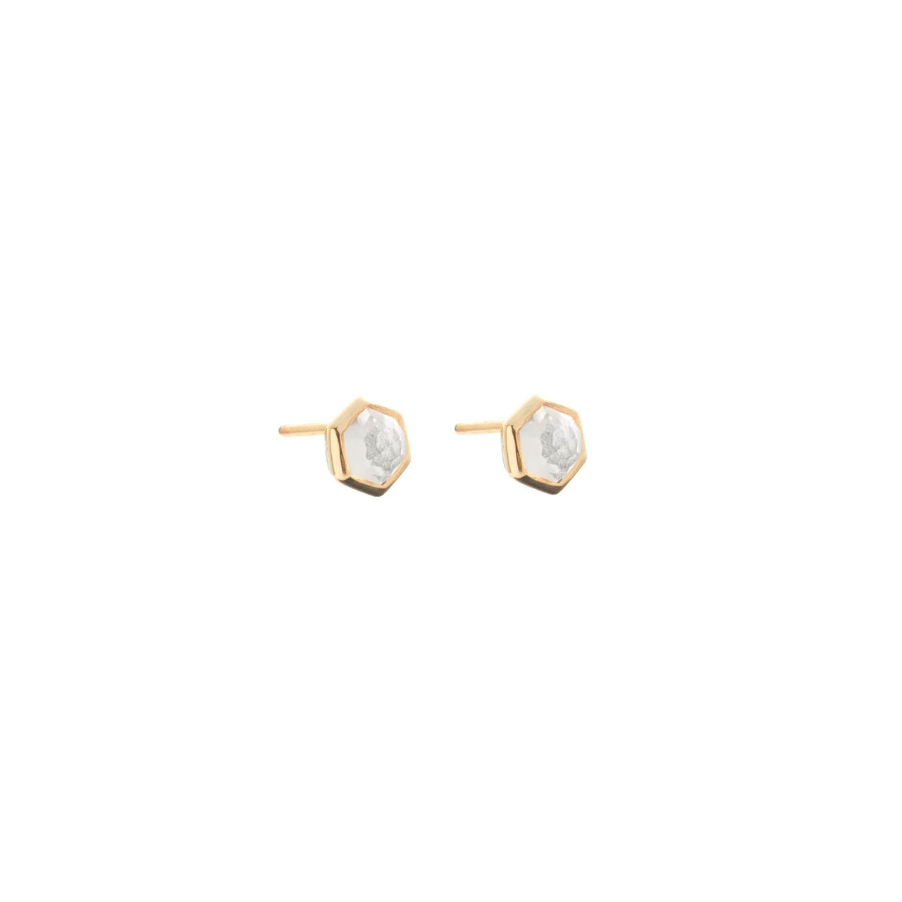 Mini Harmony Studs Crystal Quartz + Gold