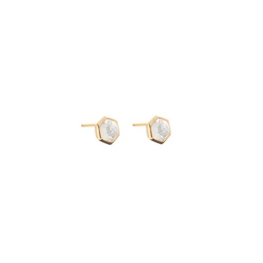 Mini Harmony Studs Crystal Quartz + Gold