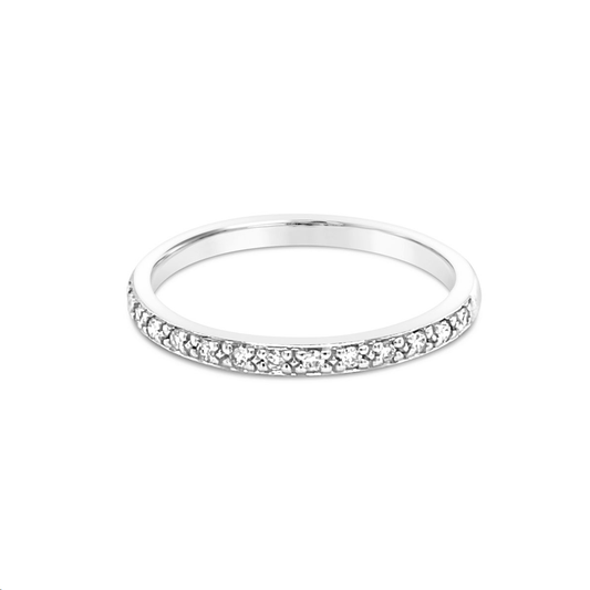 9k White Gold Channel Band Anniversary Ring - Size N.5