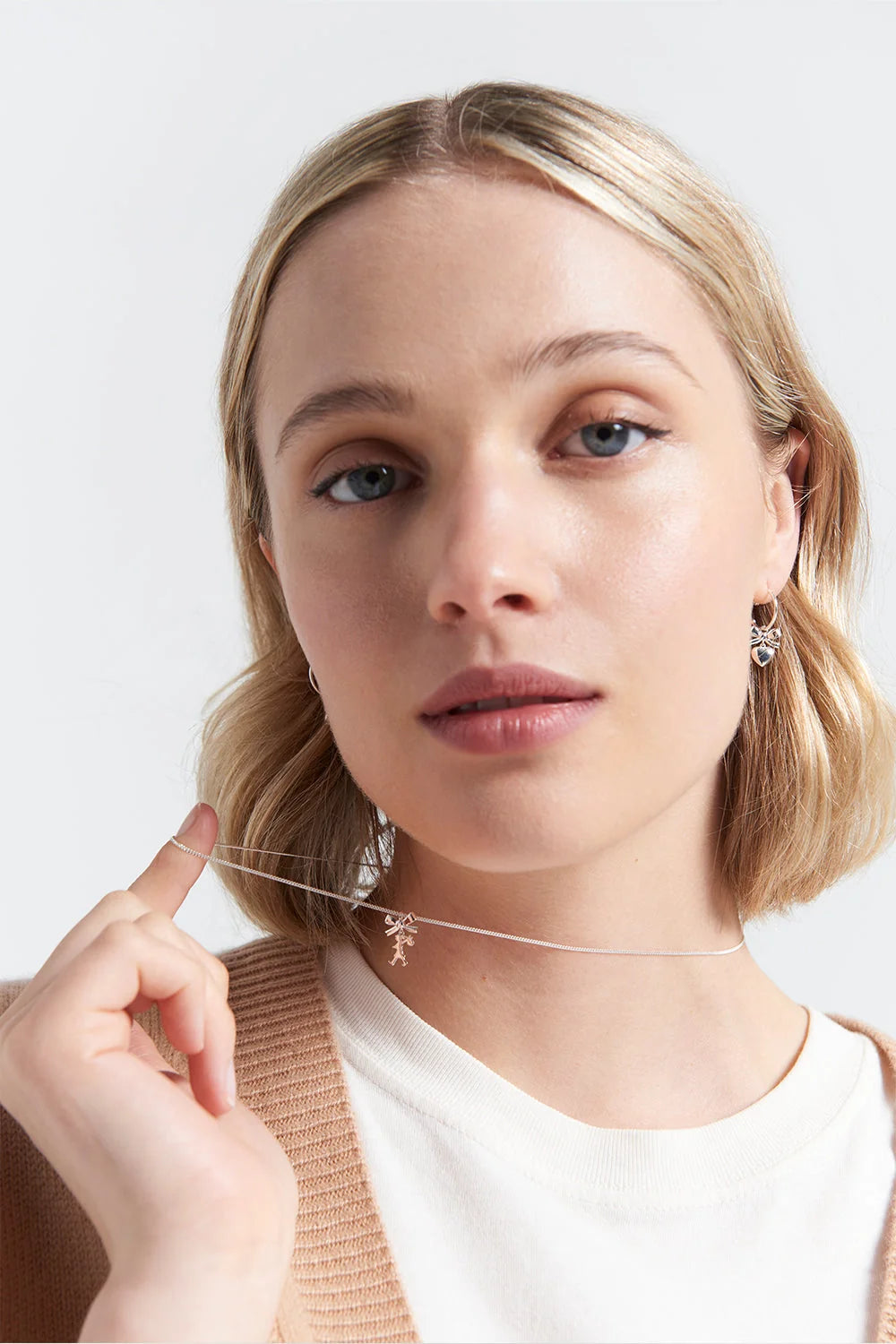 Sterling Silver Mini Girl with a Bow Necklace