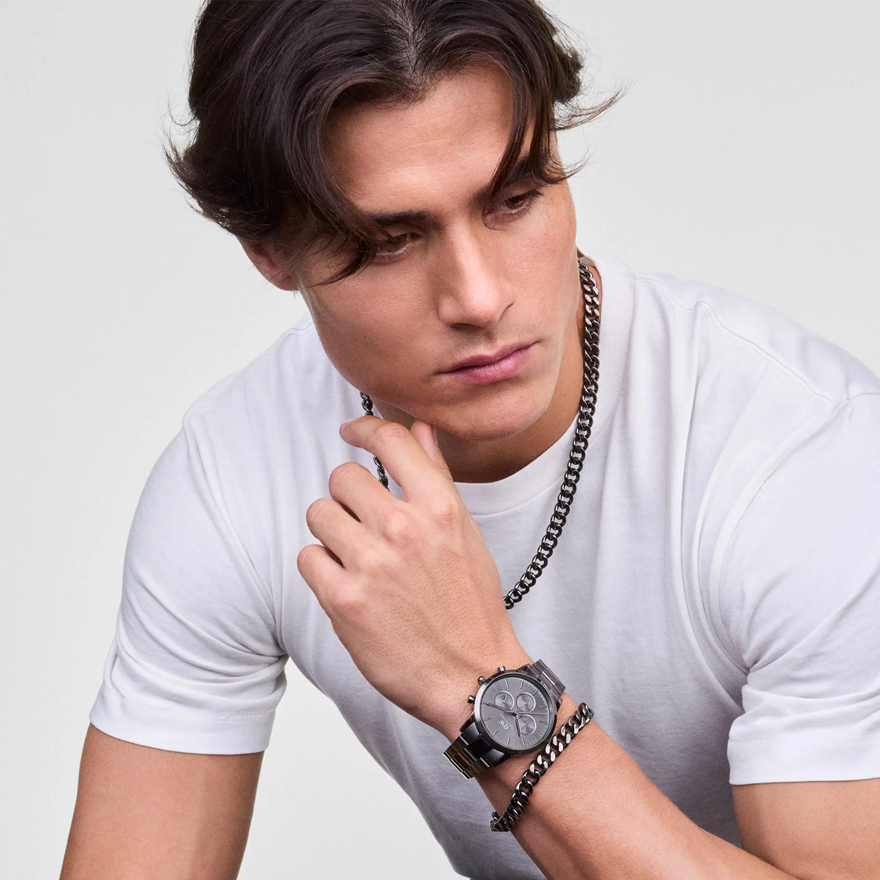 Ellipse Cuban Chain 20.5cm Bracelet Graphite