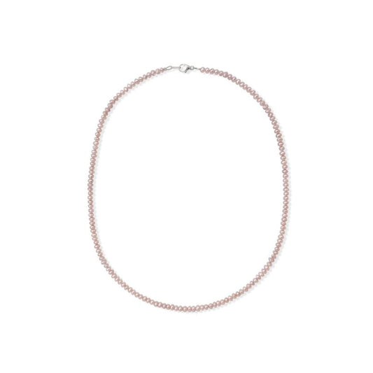 Sterling Silver 3-3.5mm Natural Pink Semi-Round Pearl Necklace