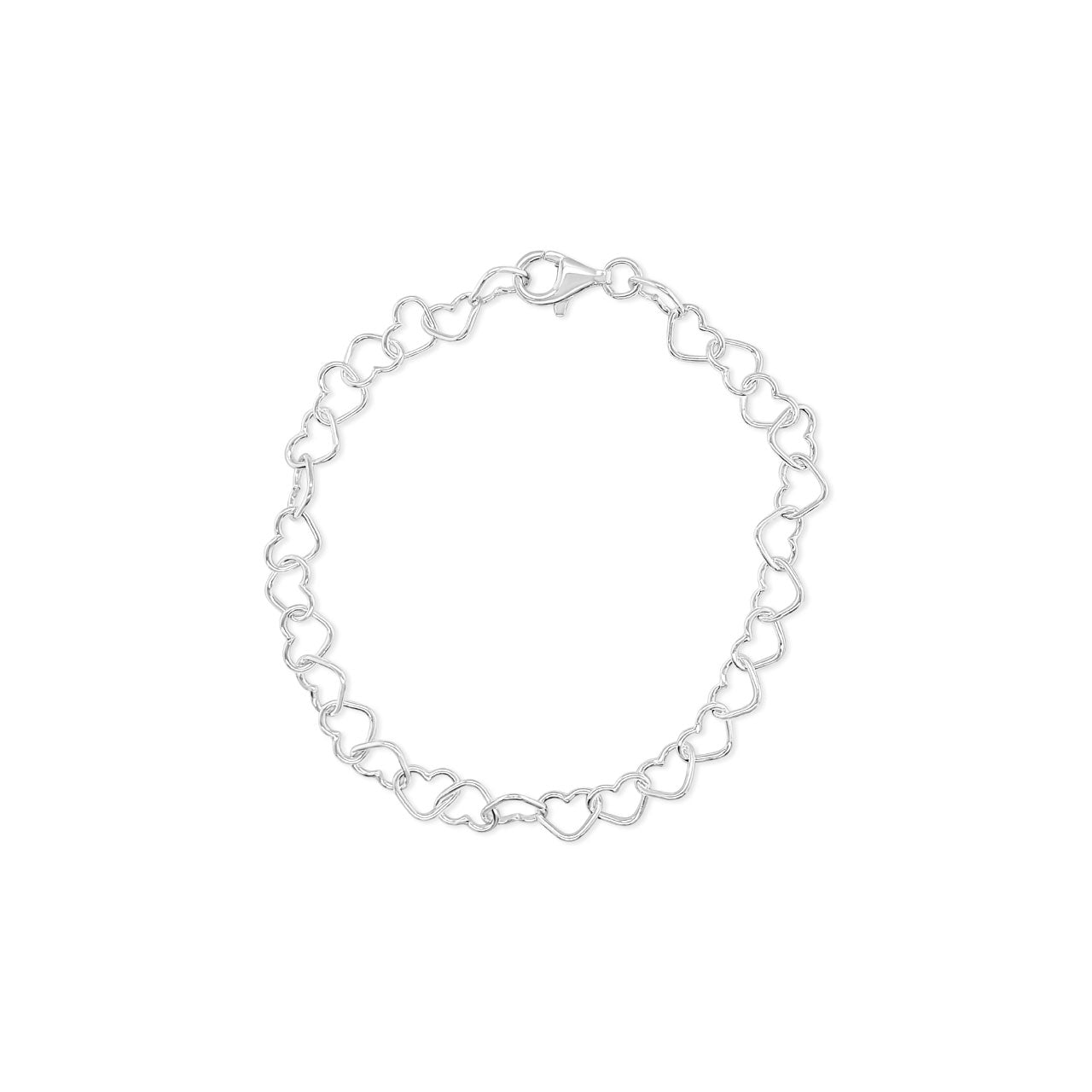 Sterling Silver 5x7mm Heart Link Bracelet