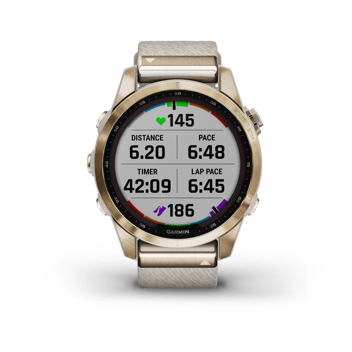 fēnix® 7S – Sapphire Solar Edition - Cream Gold Titanium with Cream Heathered Nylon Band - 010-02539-40