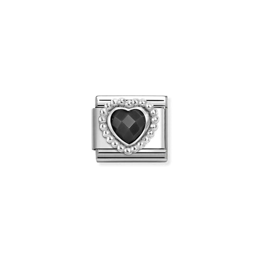 Composable Classic Link 330606/011 Black CZ Heart In 925 Silver