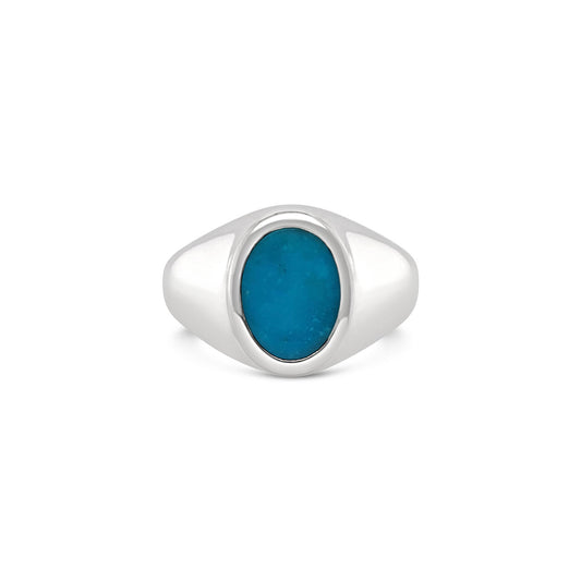 Sterling Silver Oval Turquoise Dress Ring