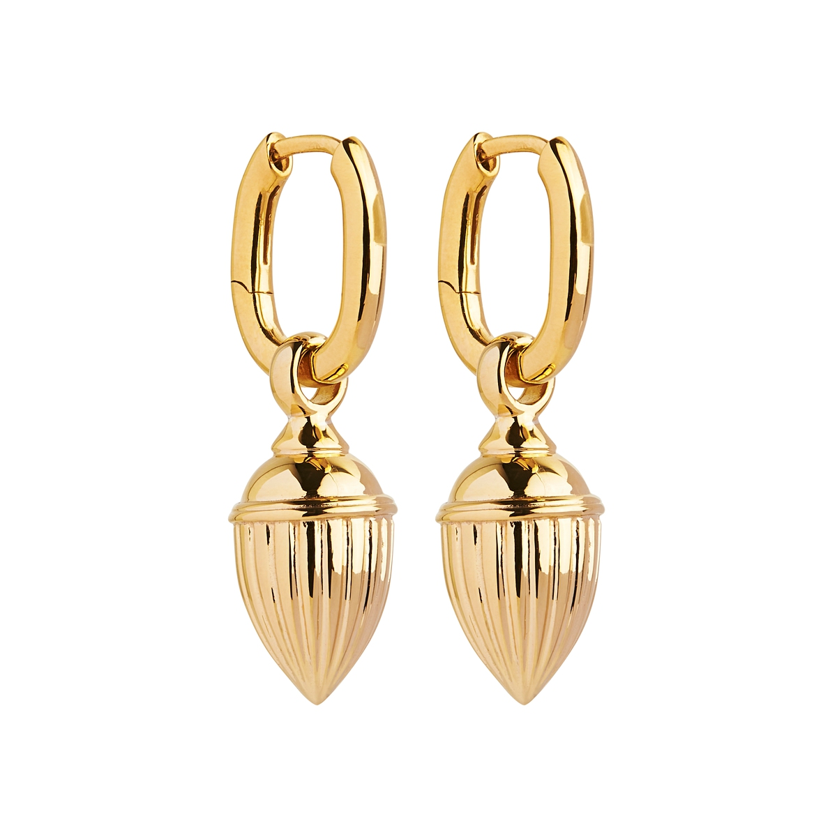 Raya Ridged Pod Huggie Earrings - Gold Plated