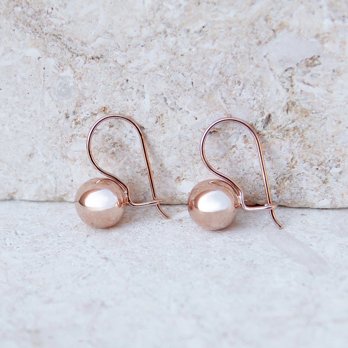10mm Rose Euro Ball Earrings