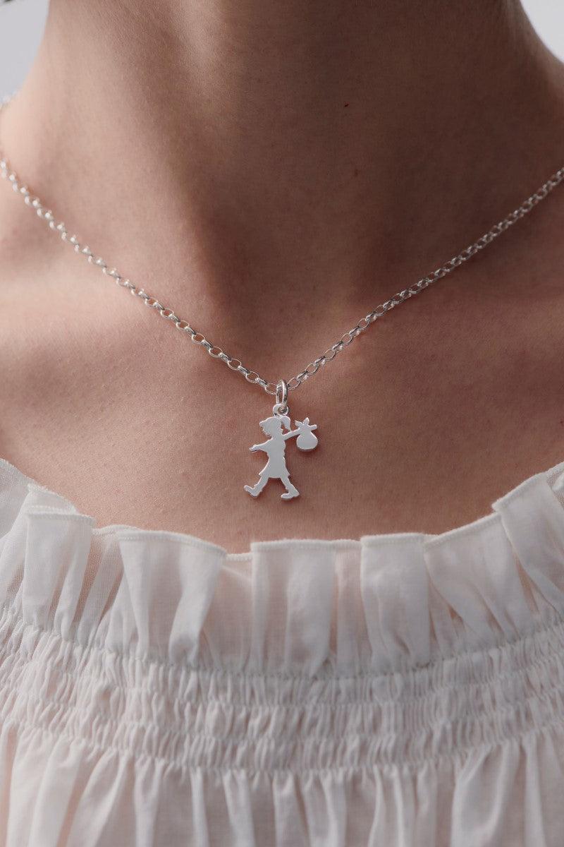 Sterling Silver Runaway Girl (Small) 45cm Pendant - Jamies Jewellers