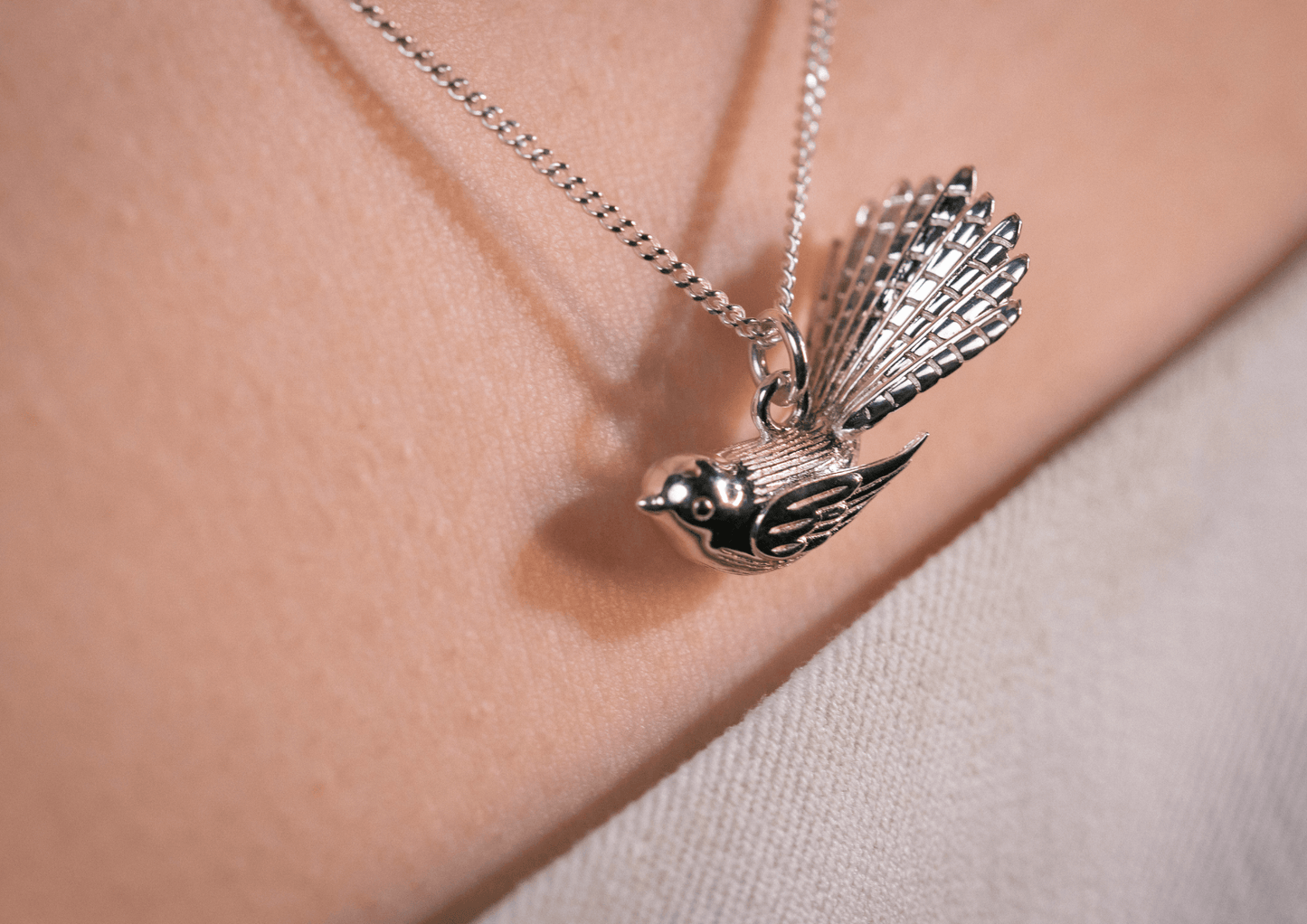 Sterling Silver Memento Piwakawaka (Fantail) Pendant - Jamies Jewellers