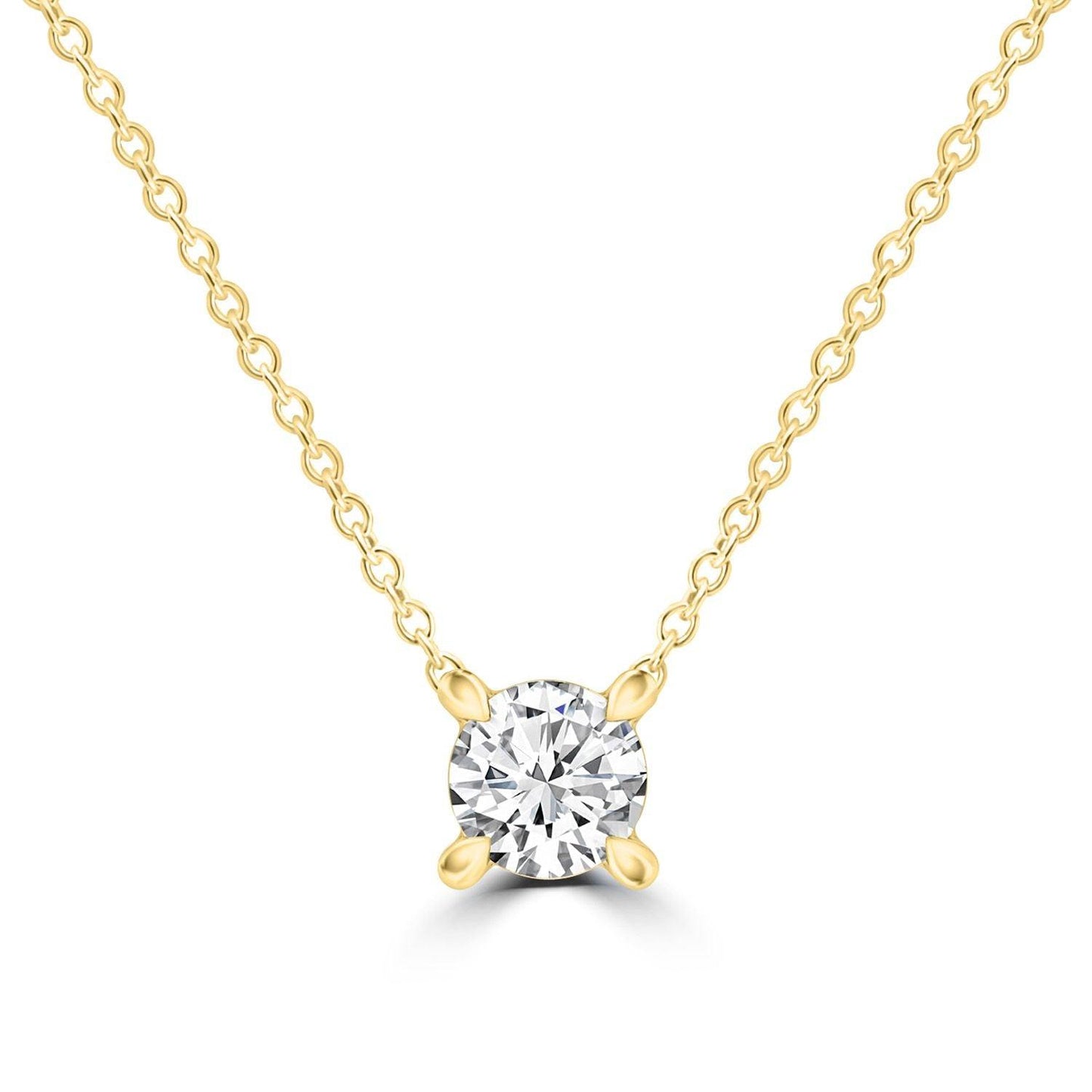 9k Yellow Gold Round Brilliant Diamond 0.25ct Solitaire Classic Necklace - Jamies Jewellers