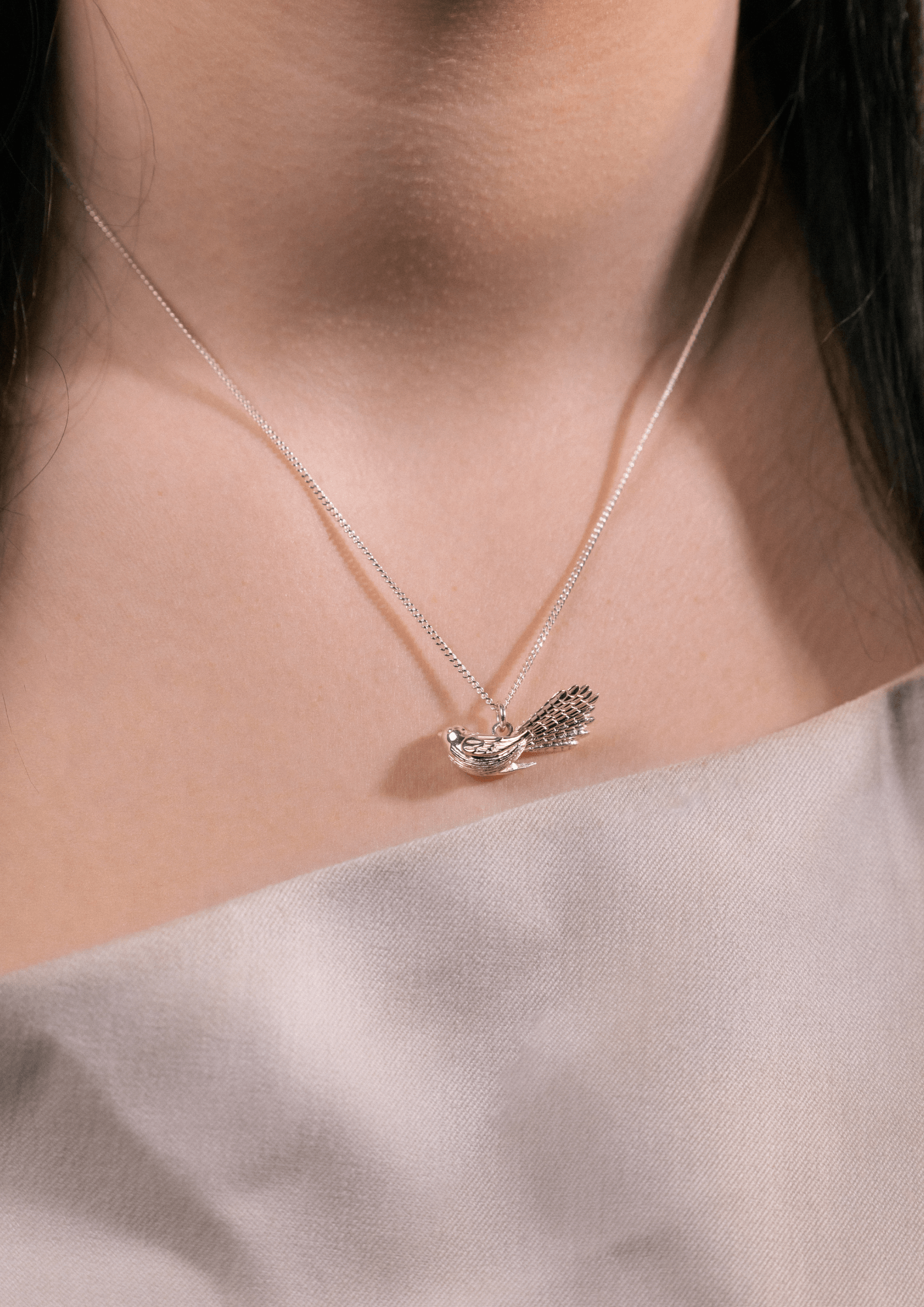 Sterling Silver Memento Piwakawaka (Fantail) Pendant - Jamies Jewellers