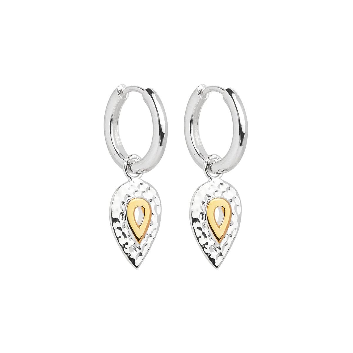 Two-Tone Teardrop Huggie Earring - Jamies Jewellers