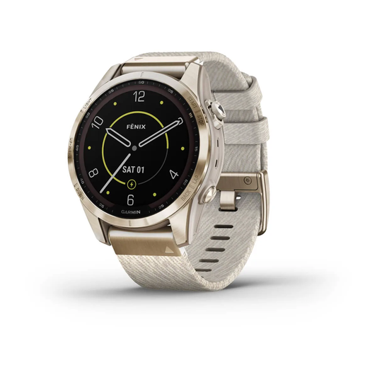 fēnix® 7S – Sapphire Solar Edition - Cream Gold Titanium with Cream Heathered Nylon Band - 010-02539-40