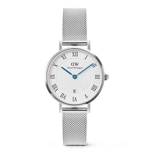 Petite 28 Roman Numeral Date Silver Watch
