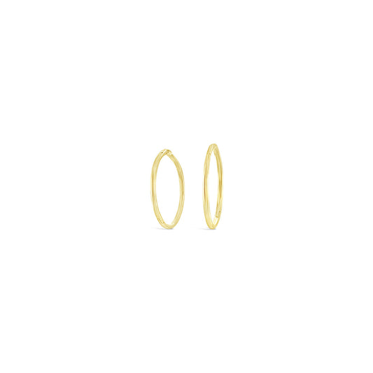 9k Yellow Gold 16mm Plain Sleeper Earrings