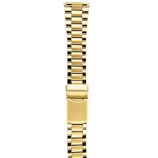 18-22mm Gold Plated Steel 3 Fold Clasp Watch Strap