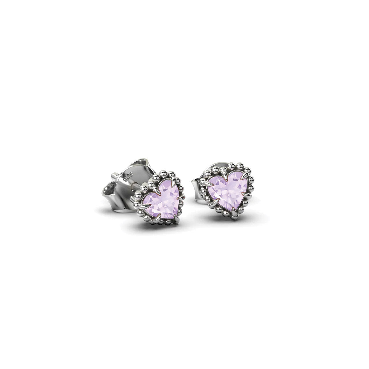 Dahlia's Heart Studs - Amethyst