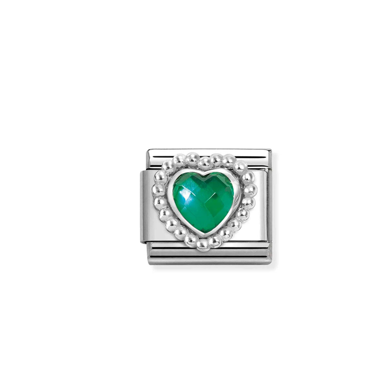 Composable Classic Link 330605/004 Faceted Green CZ Heart In 925 Silver