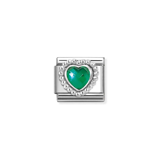 Composable Classic Link 330605/004 Faceted Green CZ Heart In 925 Silver