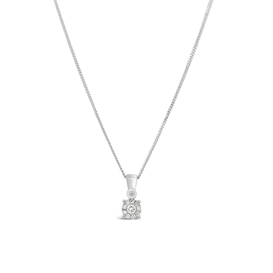 9k White Gold 0.16ct Diamond Cluster Pendant