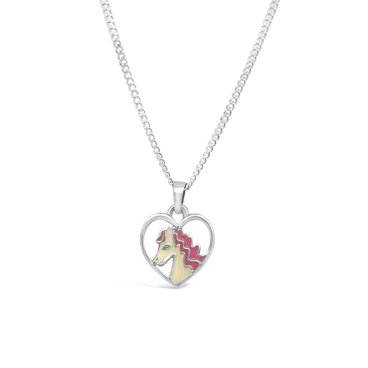 Sterling Silver Heart with Horse Head Necklace