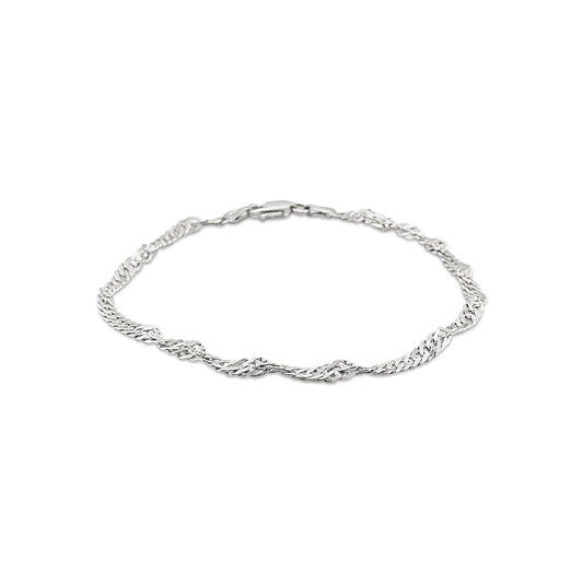 19cm Sterling Silver Singapore Twist Fine Bracelet