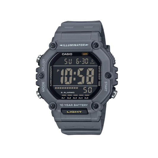 Casio - Mens Digital with Large Display in Gray with Resin Strap, 100m Water Resistant AE1600H-8B