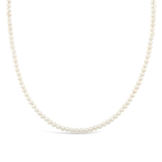 White Fresh Water Semi Round Pearl Strand Necklace
