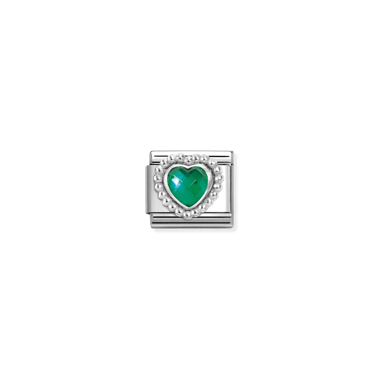 Composable Classic Link 330606/004 Faceted Green CZ Heart In 925 Silver