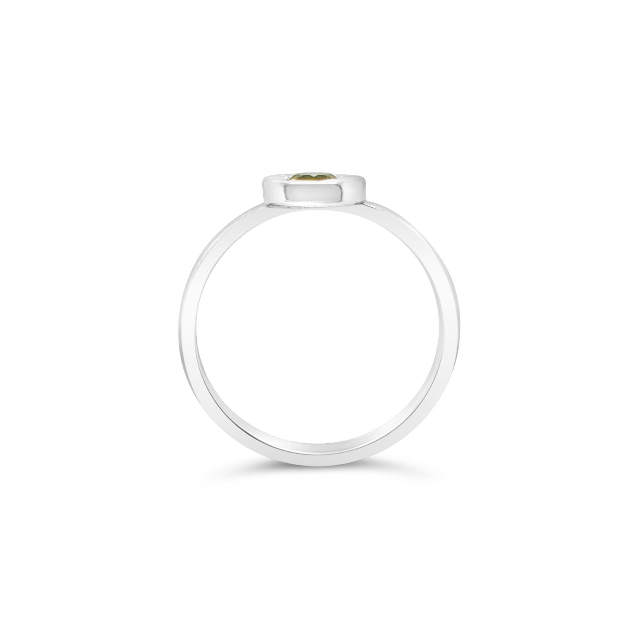 Sterling Silver Small Olive CZ Star Set Signet Ring